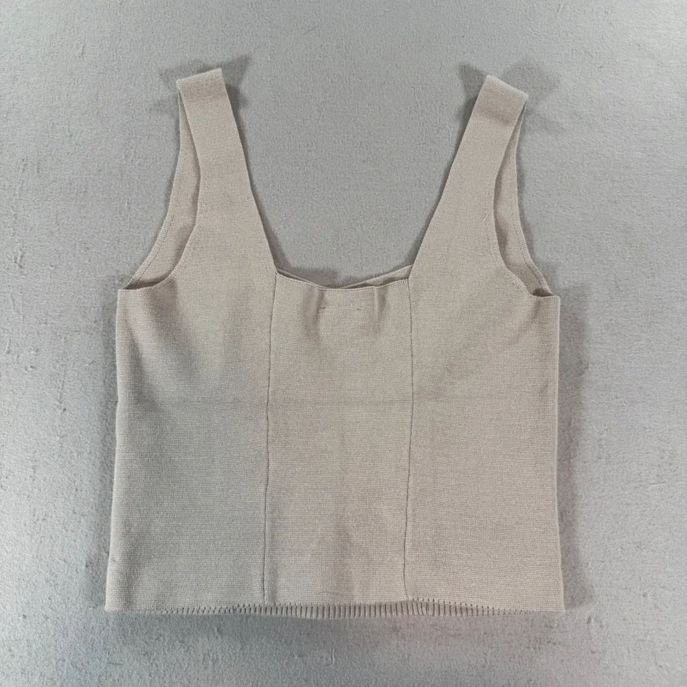 Abercrombie & Fitch Womens Small Beige Knit Corset‎ Tank Top Sweetheart Neckline